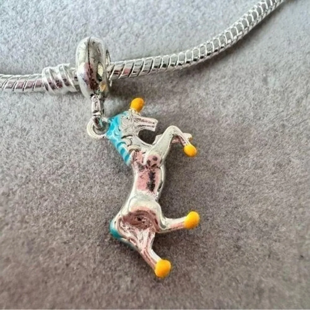 Blue Unicorn Dangle‎ Charm fits PANDORA